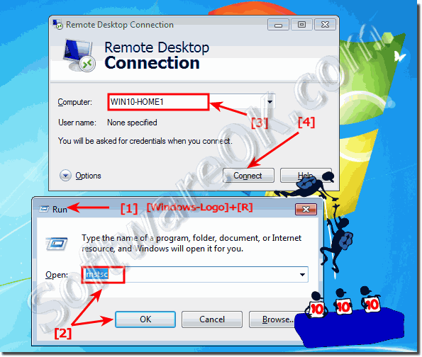 remote desktop connection windows 7 to windows 10
