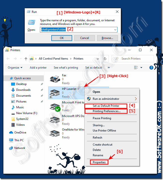 change default printer settings