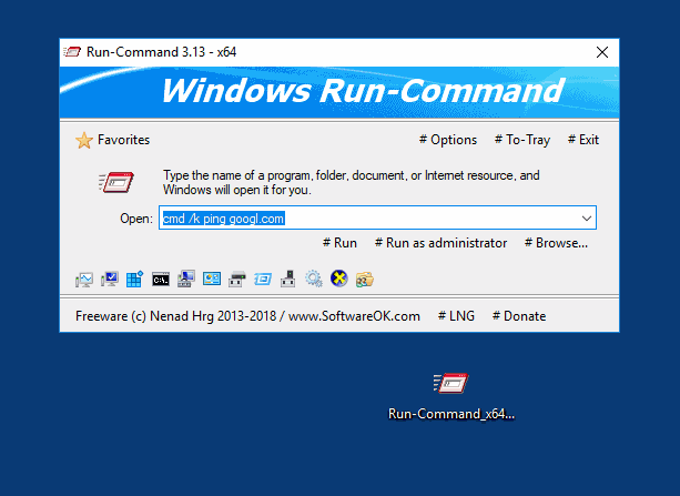 An alternative to the standard Windows Run-Dialog to run Commands!