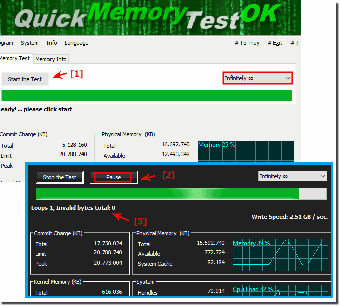Quick Memory Test OK for Windows 10, 8.1, ... and Server!