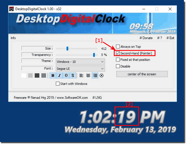 Activate the optional seconds display on the desktop!