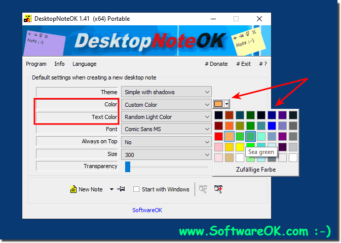 Use random color for a desktop note on Windows 10, 8.1, ...!