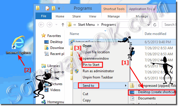 how to create shortcut in windows 8