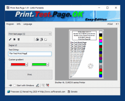 Alternative test page printout for Windows OS